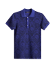 Men's Navy Pique Polo, with Baroque Print and Casual Emboosed Society Logo