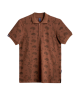 Men's Brown Pique Polo, with Soho 1964 all-over Paisley Print