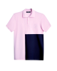 Men's Pink Polo, with Geometric Panel Tailoring and Casual Society Logo