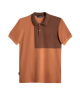 Men's Camel Polo, with Brown Contrast Geometric Panel and Casual Society Logo