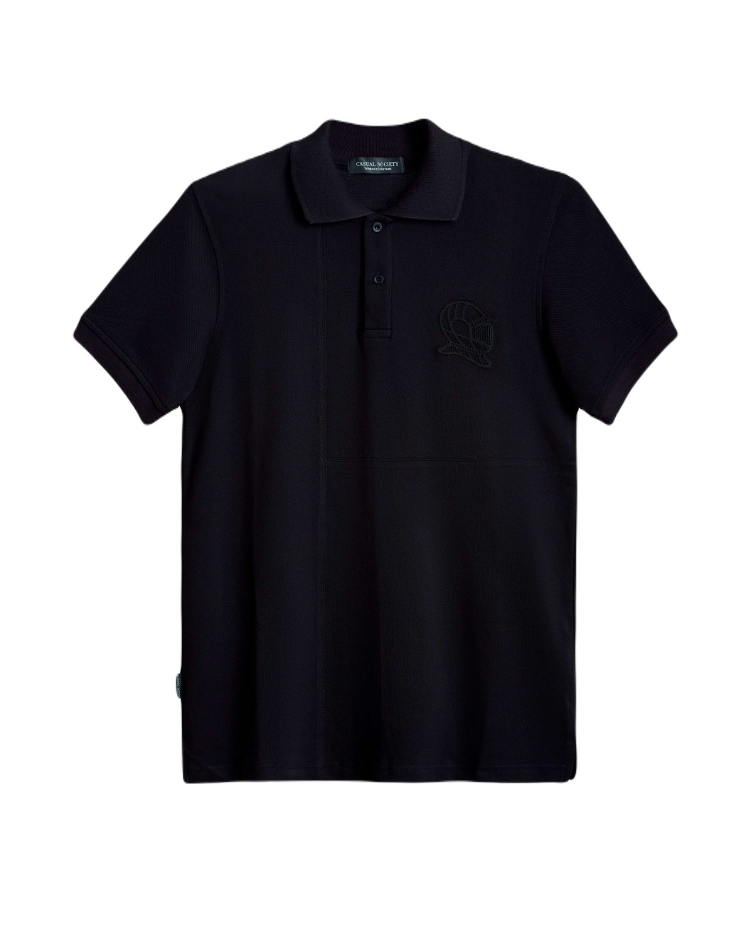 Men's Black Polo, with Contrast Geometric Panel and Casual Society Logo