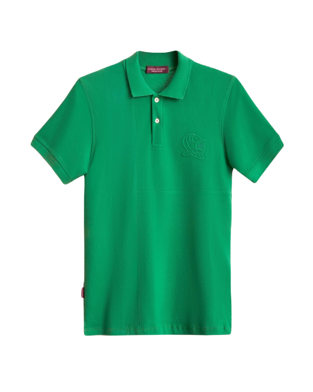 Men's Green Polo, with Geometric Panel and Casual Society Logo