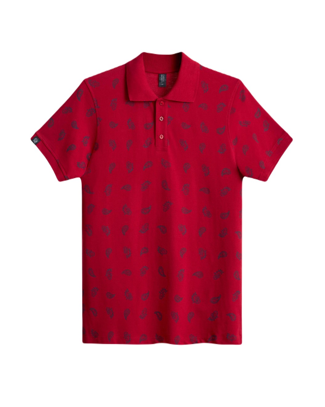 Men's Rio Red Polo, Paisley Print and Embossed Casual Society Logo