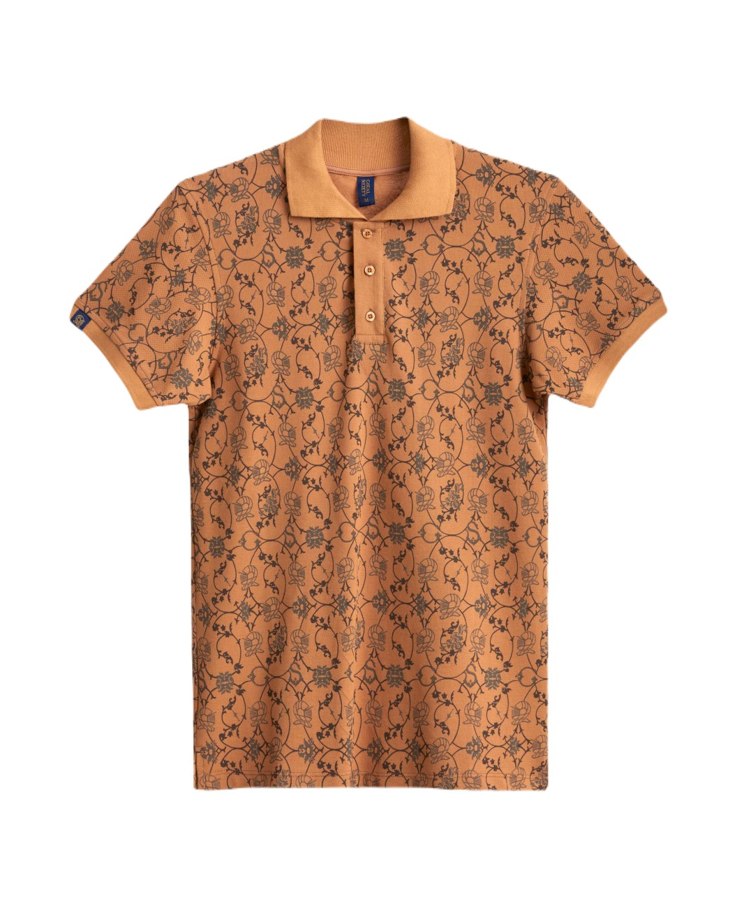 Men's Camel Polo, with Paisley Print and Embossed Casual Society Logo