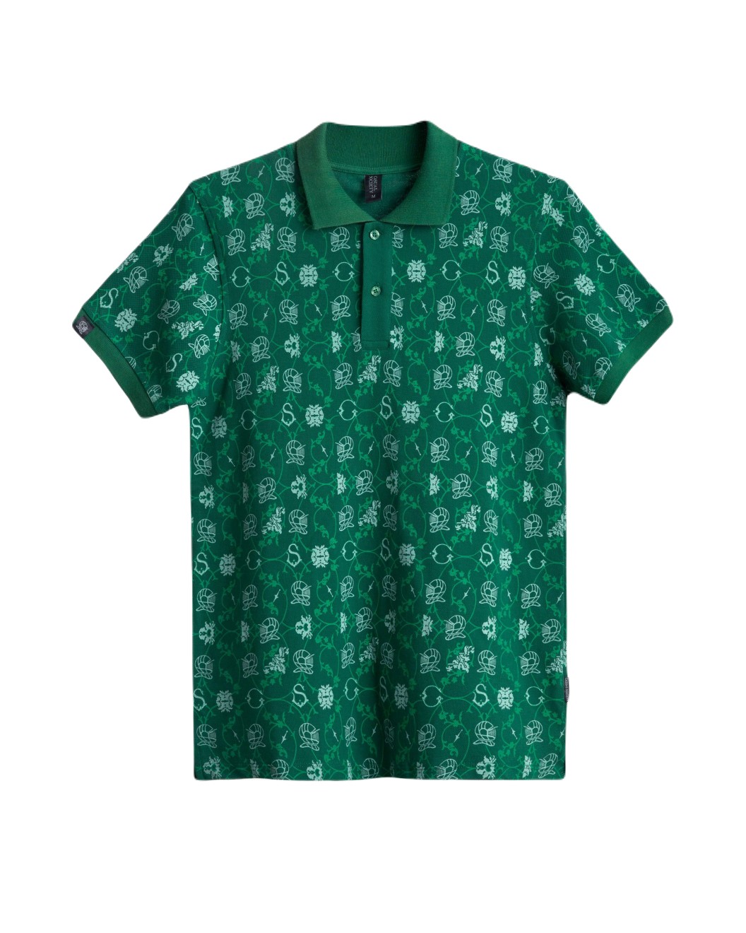 Men's British Green Polo, with Paisley Print and Embossed Casual Society Logo