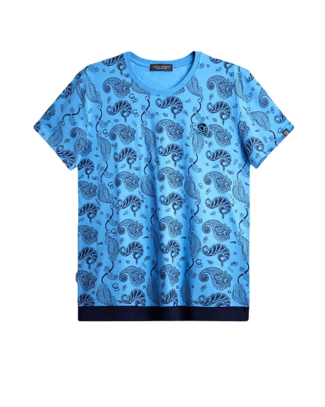 Men's Sky Blue Jersey T-Shirt, with Casual Society Paisley Monogram Print