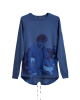 Men's Hazel Blue Henley Shirt, with Jimmy - Phil Daniels Quadrophenia Print, with Embossed Embroidery Logo 